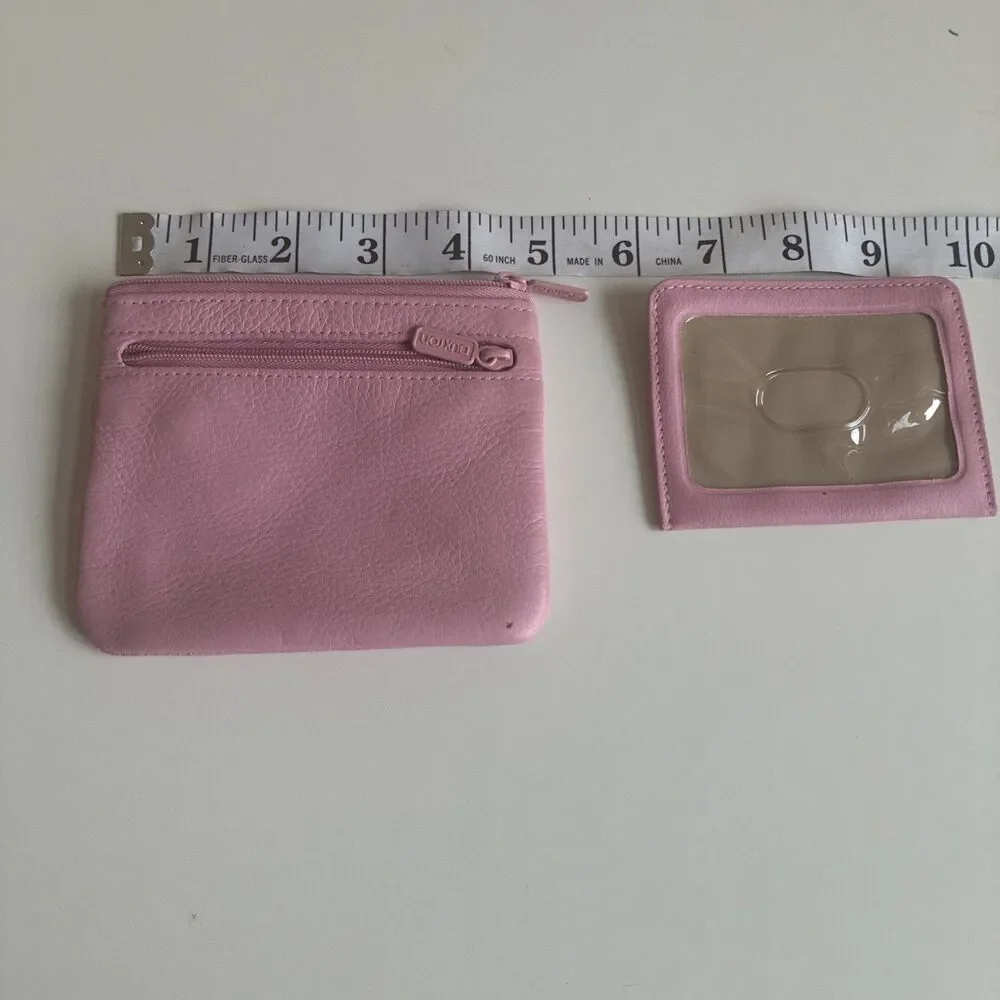 Buxton Pink Leather ID Coin Purse Card Holder Wallet Mini Key Holder